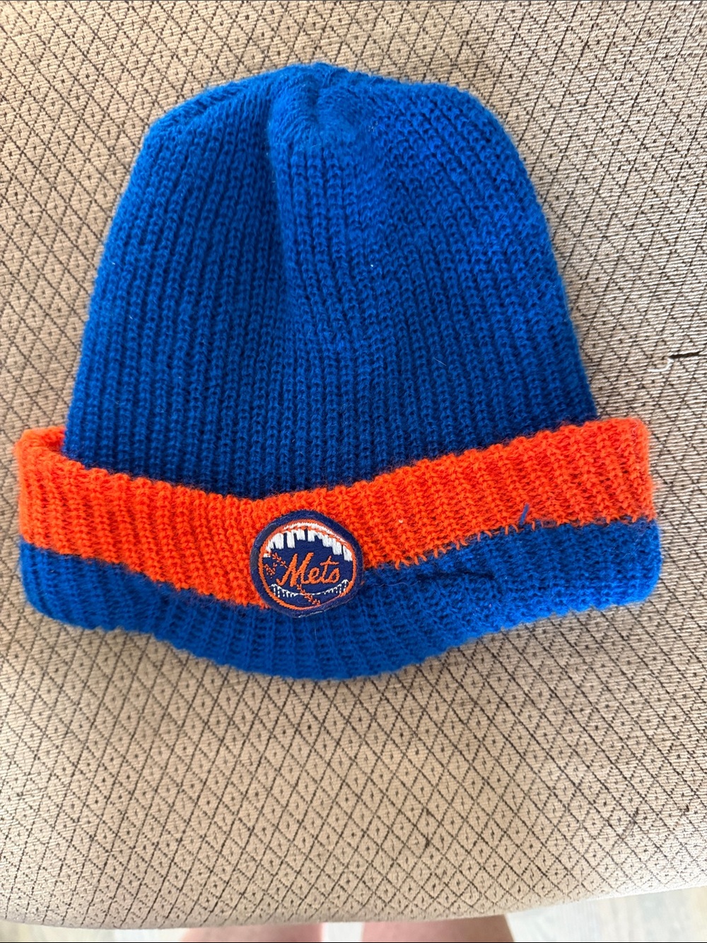 Kids Blue & Orange Knit Beanie